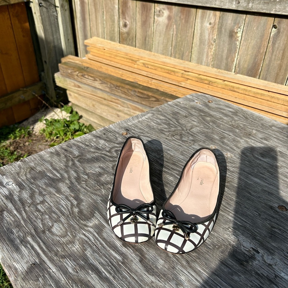 Kate Spade Plaid Black and White Flats
